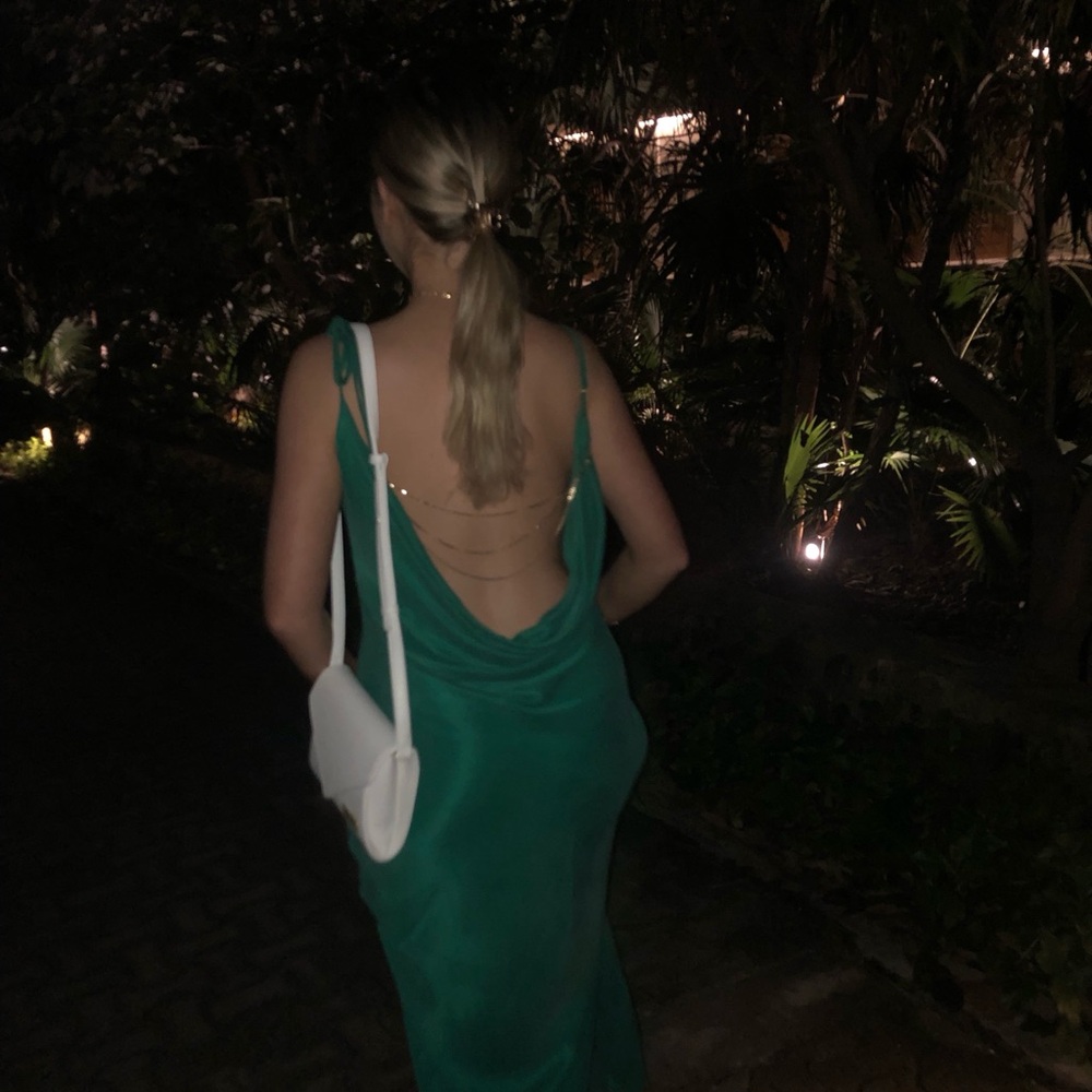 Rat & Boa Green Backless Dress with Gold Chains
